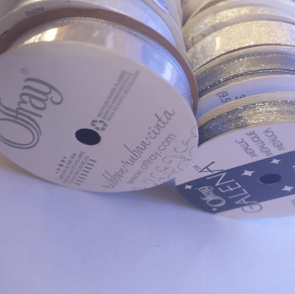 Offray Ribbon‎ Spool Various Metallic Glitter Lot Of 15 Arts Crafts Scrapbooking